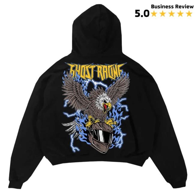 Official Ghost Racing Clothing Blue Flaming Eagle T Shirt - Black