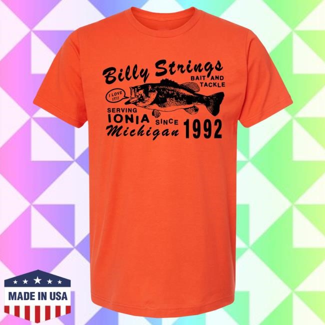 Official Billy Strings Merch Store Shop Billy Strings Bait & Tackle Tee (Oxford Pennant)