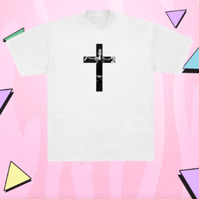 Official Haunted Mound Merch Turnabout Cross White Hoodie