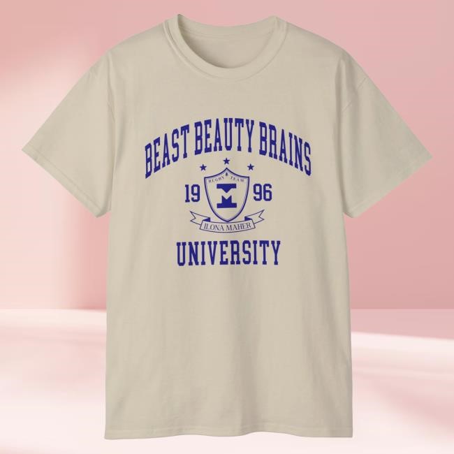 Official Ilona Maher Merch Store Shop Ilona Maher Beast Beauty Brains University T-Shirt IlonaMaher