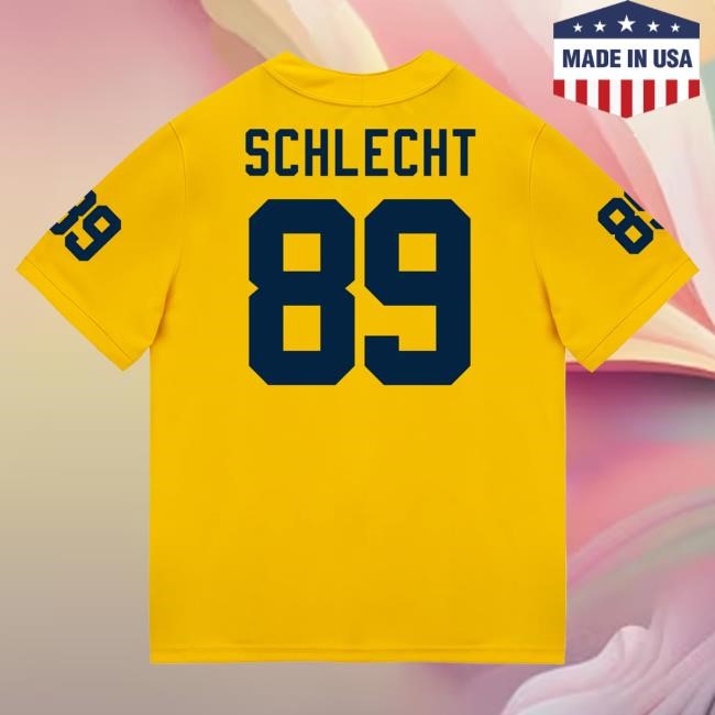 Michigan Wolverines #89 Kaleb Schlecht Student Athlete Maize Football Jersey Shirt The M Den Shop Official