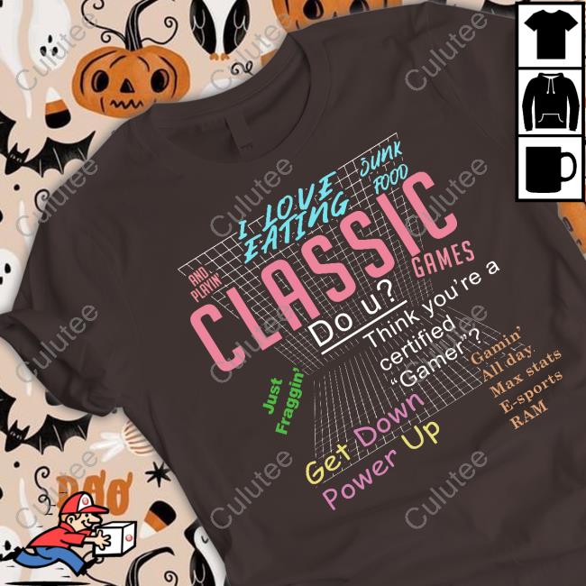 Official I Love Eating Junk Food And Playin' Classic Games Tee Shirt