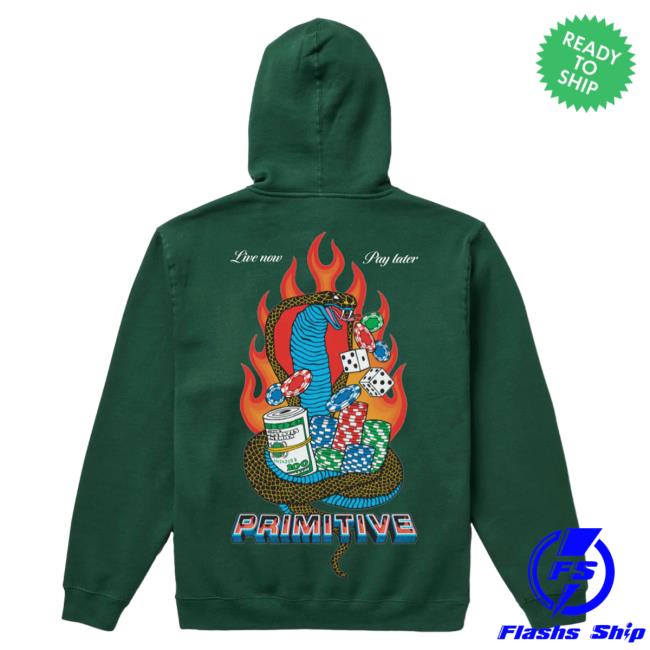 Official Primitive Skateboarding Apparel Clothing Merch Store Shop Cobra Live Now Pay Later Hoodie Forest Green
