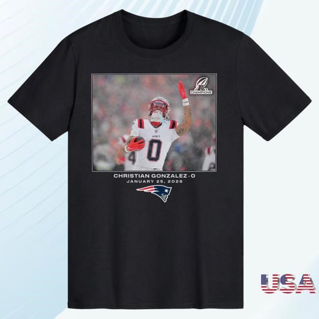 Christian Gonzalez New England Patriots Super Bowl LIX Apparel Official NFL Super Bowl Bound Christian Gonzalez Black Shirt