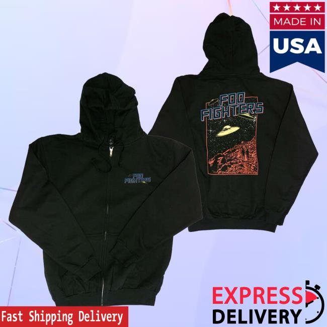 Official Merch Bar Foo Fighters UFO Zip Up Attractive Hoodie FooFighters Merchbar