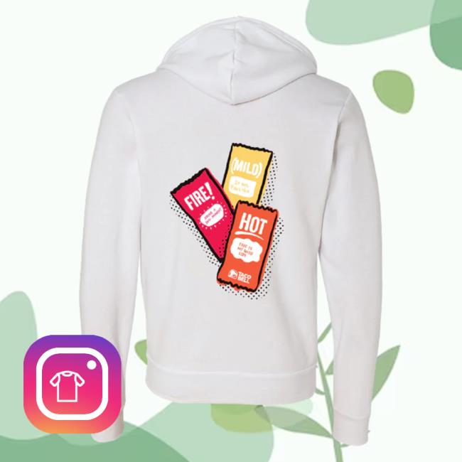 Official Taco Bell Apparel Clothing Store Shop Taco Bell Sauce Packet Trio Zip-Up Crew Tacobell Merch