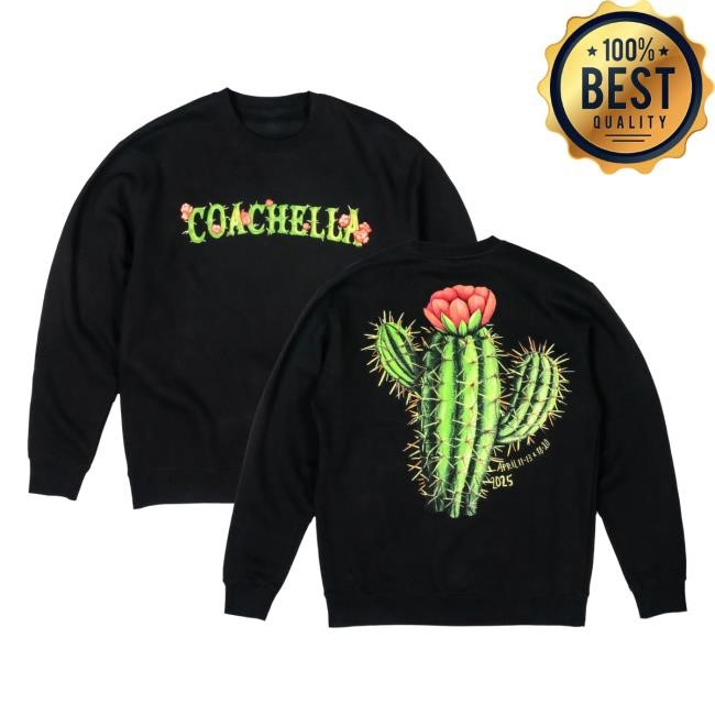 Coachella Shop Cactus Flower Pullover Crewneck Sweatshirt Coachella Merch