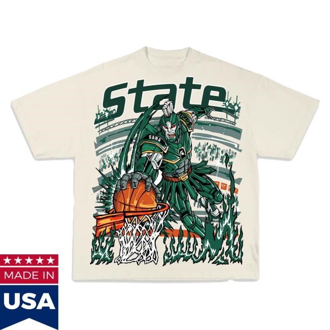 Street Hoops Crowd MSU Court Gladiator Tee Green Sana Detroit
