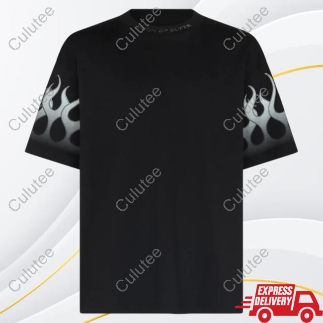Official Vision Of Super Black Shirt 2023 With Grey Gradient Flames
