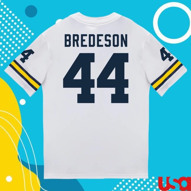 The M Den Michigan Wolverines #44 Max Bredeson Student Athlete White Football Jersey T Shirt