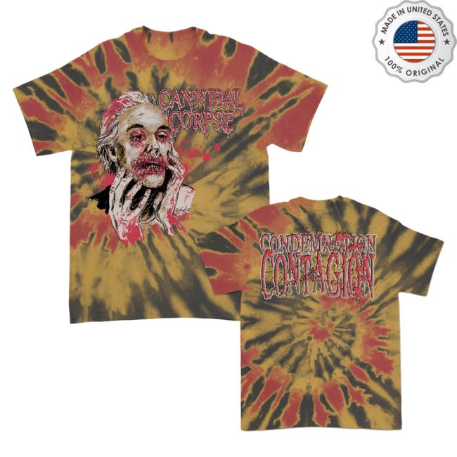 Official Cannibal Corpse Merch Store Condemnation Contagion Tie Dye T-Shirt Mstrd/Grey/Red Tie-Dye CannibalCorpse