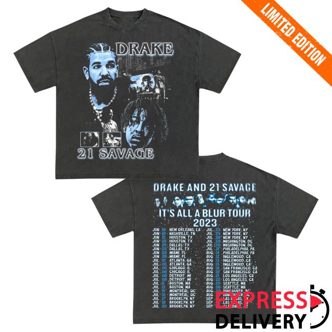 Official Game Changer Drake And 21 Savage It's All A Blur Tour 2023 Tees Pepper GameChanger
