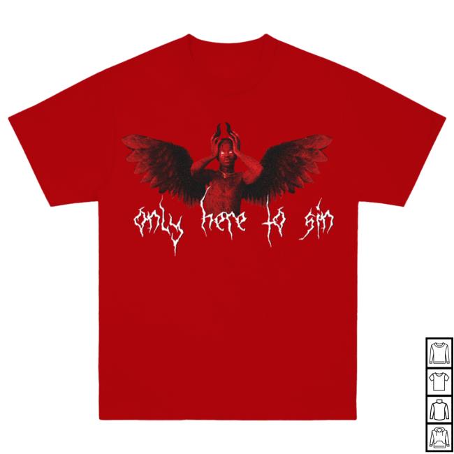 Official Lil Nas X Merch Store Only Here To Sin Red Shirt