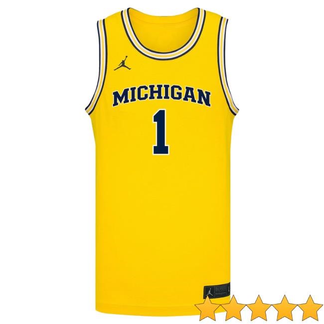 Michigan Wolverines #1 Trey McKenney Student Athlete Maize Basketball Jersey Top Shirt The M Den Shop Official