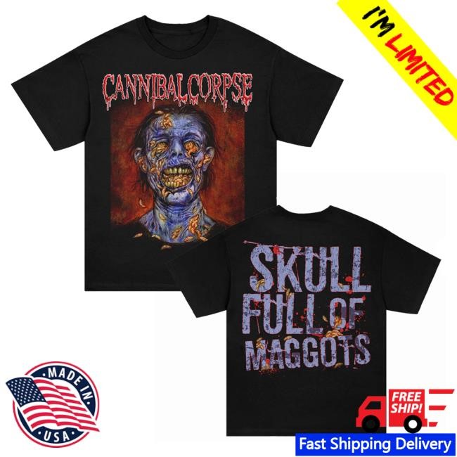 Official Cannibal Corpse Store Skull Full Of Maggots Hot Shirt (Black)