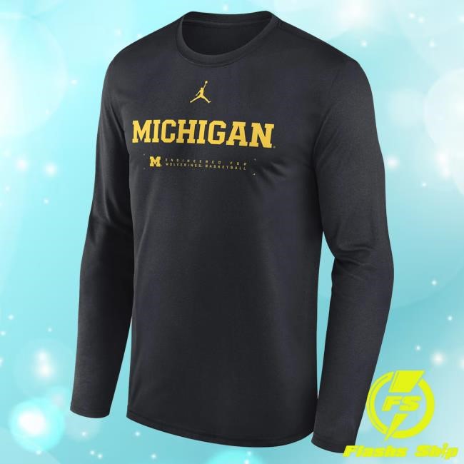 Michigan Wolverines Jordan Brand Basketball Pitch Blue Dri-FIT Shooting Long-Sleeve The M Den Official Shop