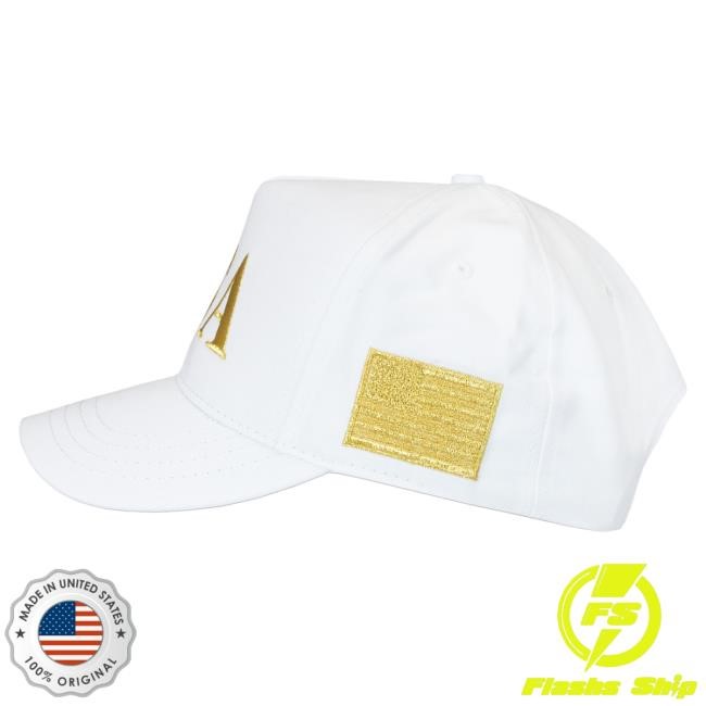 Official Donald Trump Merch Store USA 45-47 Cap White/Gold