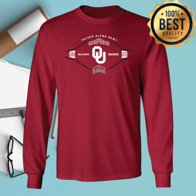 Official Alamo Bowl Merch 2023 Valero Alamo Bowl Oklahoma Long Sleeve T Shirt