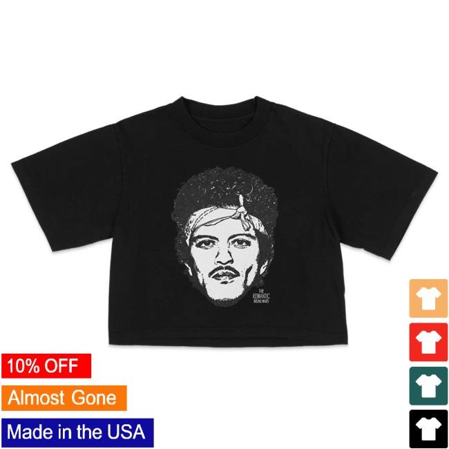 Bruno Mars Official The Romantic Art Cropped Tee - Black Streetwear