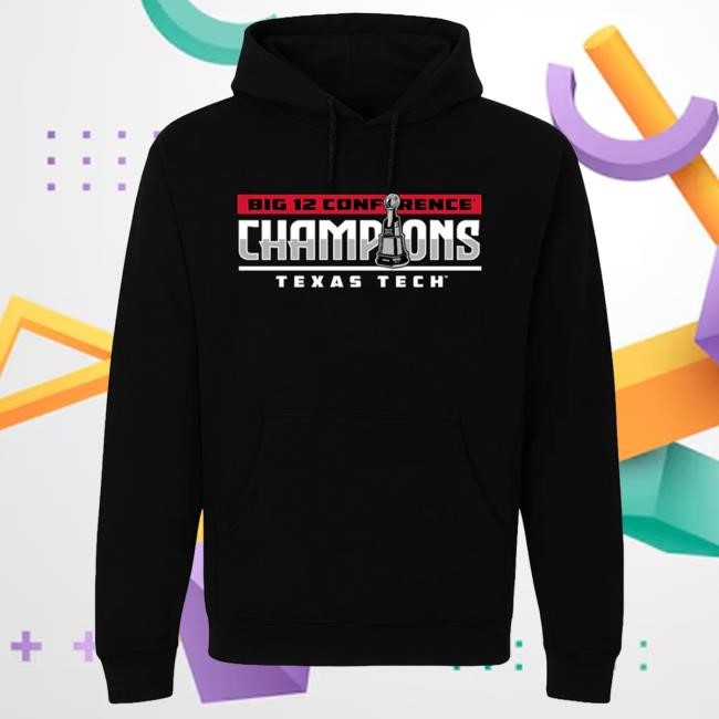 Official Red Raider Outfitter Texas Tech Big 12 CHAMPS - Pullover Hoodie - Winner Win Trophy - BLACK
