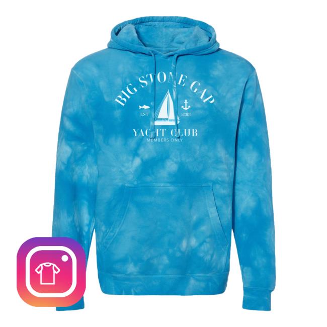 Official Hometown Apparel Clothing Merch Big Stone Gap Virginia Yacht Club Tie-Dye Crewneck Sweatshirt 5XL Tie Dye Aqua Blue