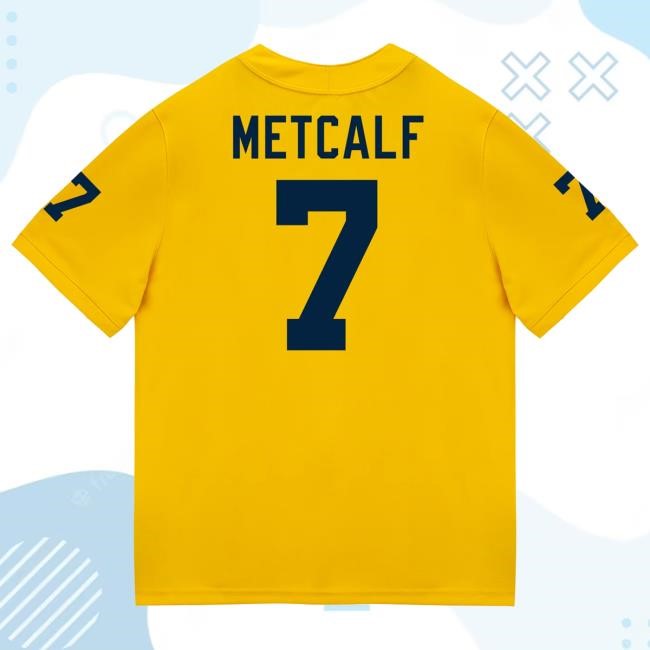 The M Den Michigan Wolverines #7 TJ Metcalf Student Athlete Maize Football Jersey Shirts
