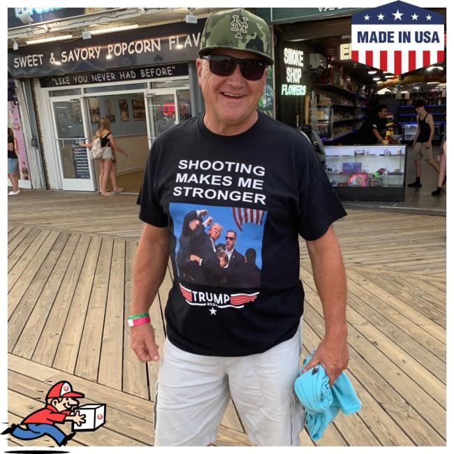 Shooting Makes Me Stronger Trump 2024 Tshirt | Vote Donald Trump | USA Flag | Best Not Miss | Make America Great Again | Trump 2024