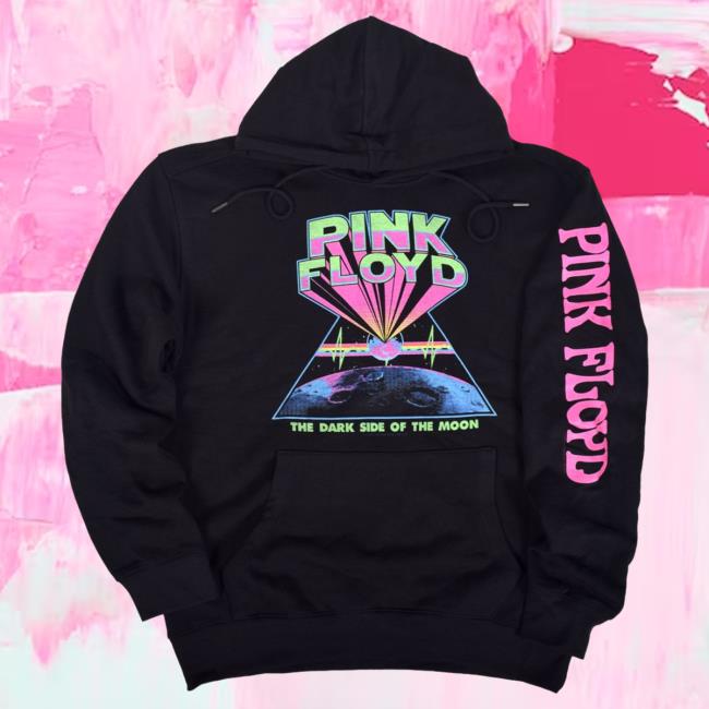 Official Merch Bar Pink Floyd Store Shop Pink Floyd Dark Side Blacklight Black Pull Over Hoodie PinkFloyd Merchbar