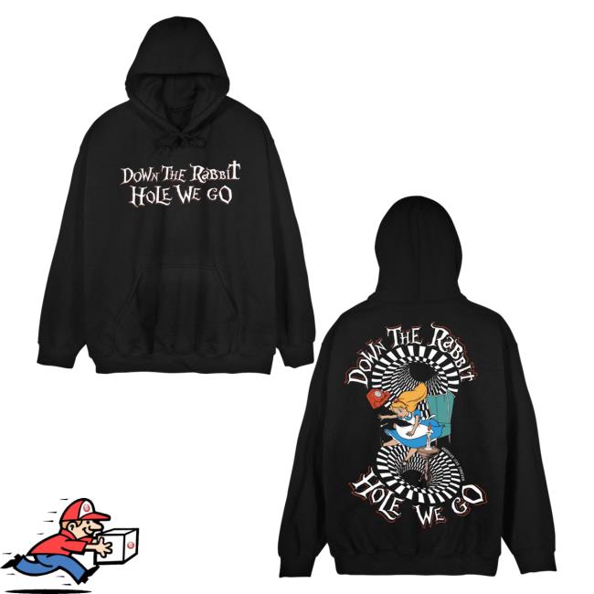 Official Linda Finegold Store Shop Down The Rabbit Hole We Go Black Crew neck Sweatshirt Lindafinegold Clothing