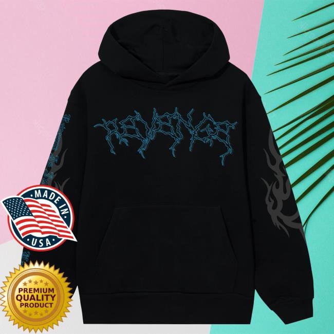 Official City Morgue Merch Revenge X City Morgue Lightning Logo Cerberus Tee Black/Blue Hood City Morgue Clothing