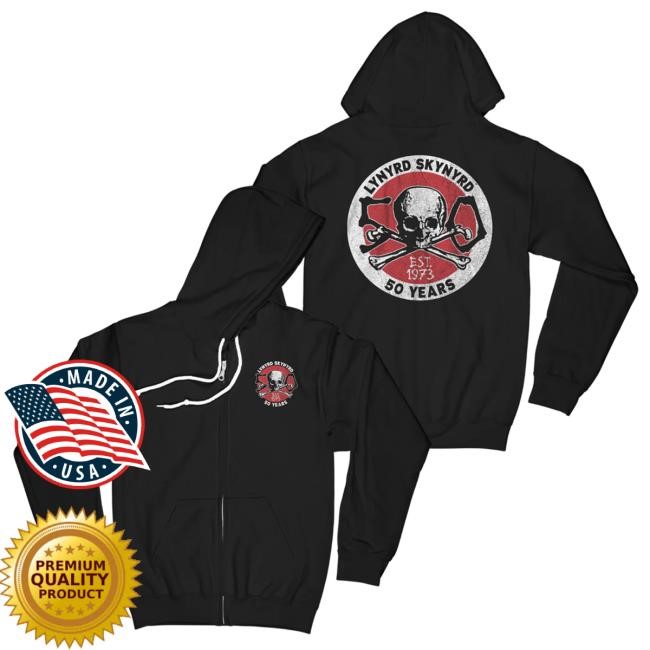 Official – Lynyrd Skynyrd Merch Store 50 Years Zip Up Hooded Sweatshirt – Lynyrd Skynyrd Store